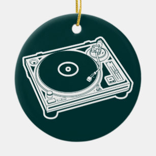 Old School Wax / Turntable Ceramic Tree Decoration