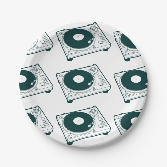 Old School Wax (Vinyl) Turntable Paper Plate (Front)