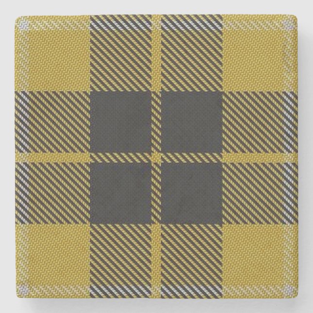 Old Scots Tavern Clan Barclay Yellow Tartan Stone Coaster (Front)