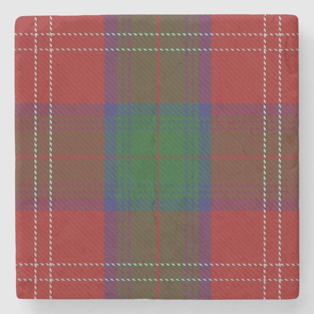 Old Scots Tavern Clan Chisholm Tartan Stone Coaster (Front)