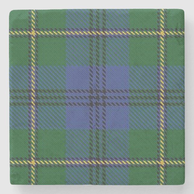 Old Scots Tavern Clan Johnstone Johnston Tartan Stone Coaster (Front)