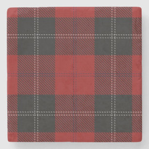 Old Scots Tavern Clan Ramsay Red Black Tartan Stone Coaster
