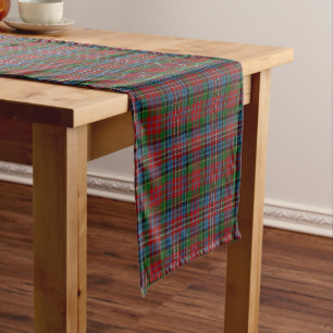 Old Scottish Clan Kidd Red Green Blue Tartan Short Table Runner