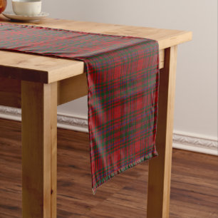 Old Scottish Clan MacDougall Tartan Plaid Short Table Runner