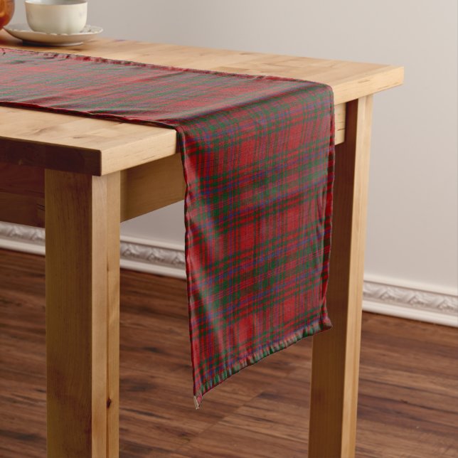 Old Scottish Clan MacDougall Tartan Plaid Short Table Runner (In Situ)