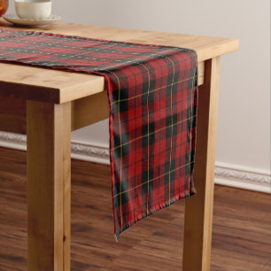 Old Scottish Clan Wallace Tartan Plaid Short Table Runner