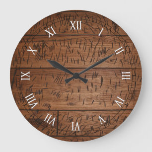 old Scratched Wood Large Clock