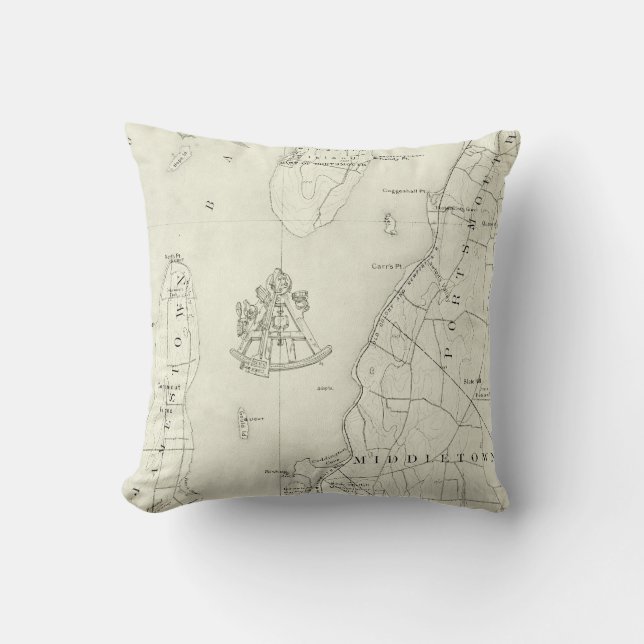 Old Sea Chart Throw Pillow (Front)