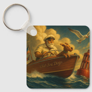 Old Sea Dogs: a sailor and his trusty canine Key Ring