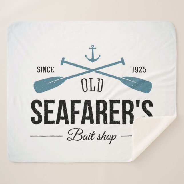 Old Seafarers Bait Shop Sherpa Blanket (Front (Horizontal))