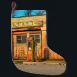 Old service station in rural Utah,  USA. vintage,  Small Christmas Stocking<br><div class="desc">Old service station in rural Utah,   USA. 
vintage,  garage,  gas,  car,  station,  old,  66,  route,  retro,  pump,  landscape,  desert,  road,  rusty,  town,  fuel,  gasoline,  ghost,  rural,  springvintage,  retro,  illustration, </div>