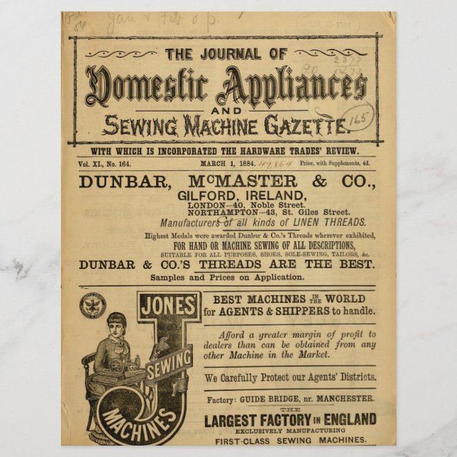 Old Sewing Machine Catalogue Page Scrapbook Paper (Front)