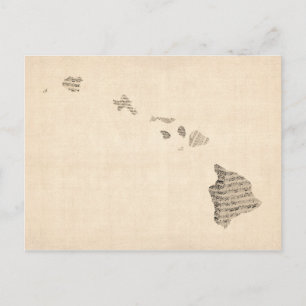 Old Sheet Music Map of Hawaii Postcard