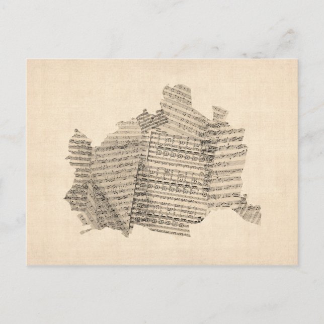 Old Sheet Music Map of Vienna Austria Map Postcard (Front)