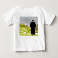 Old shepherd and herd of sheep
