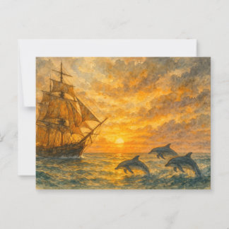 Old Ship Sunset Postcard