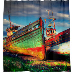 Old Ship Wreck Shower Curtain