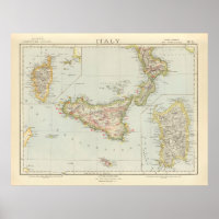 Old Sicily Italy Map (1883)
