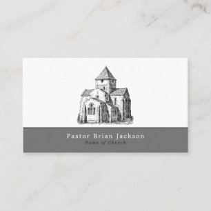 Old Sketched Church, Christianity, Religious Business Card