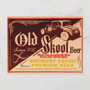 old skool beer postcard