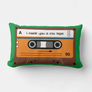 Old Skool Brown and Green Cassette Mix Tape Lumbar Cushion