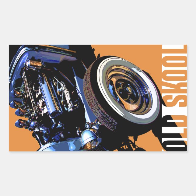 Old Skool Hot Rod. Rectangular Sticker (Front)