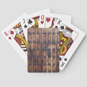 Old Small Door Within Large Reinforced Wooden Door Playing Cards