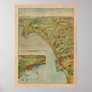 Old Southern California Coast Map (1897) Poster