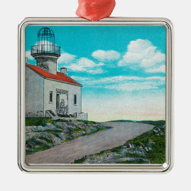 Old Spanish Lighthouse at Point Loma Metal Tree Decoration (Front)
