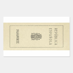 Old Spanish Republic passport (sepia paper) Rectangular Sticker