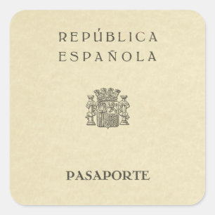 Old Spanish Republic passport (sepia to paper) Square Sticker
