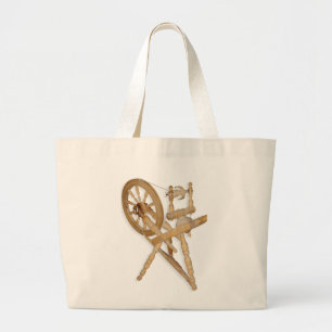 Old spinning-wheel large tote bag