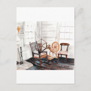 Old Spinning Wheel Postcard