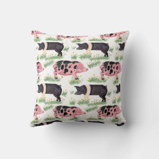 Old Spot Pig Throw PillowWhimsical Farmhous Cushion