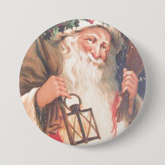 Old St. Nicholas with Lantern Vintage Button (Front)