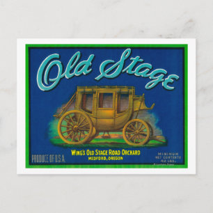 Old Stage Pear Crate LabelMedford, OR Postcard