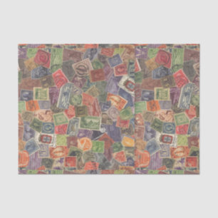 Old Stamps Graphic Tissue Paper