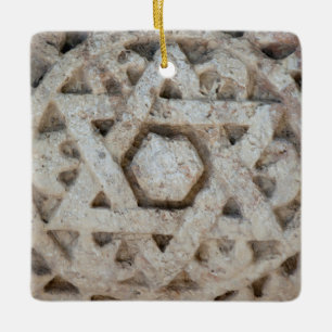 Old Star of David carving, Israel Ceramic Tree Decoration