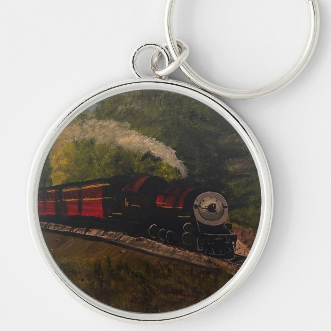 Old Steam Engine, Original by Gary Poling Key Ring (Front)