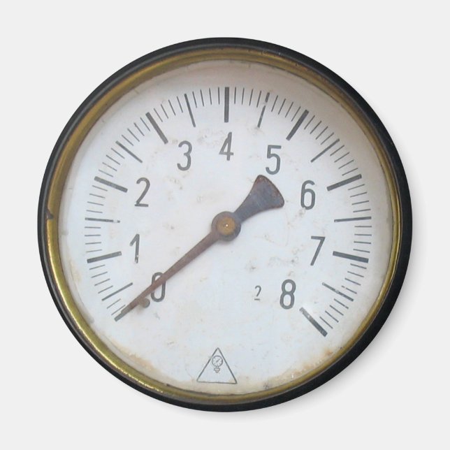 Old Steam Engine Pressure Metre Dial Fridge Magnet (Front)