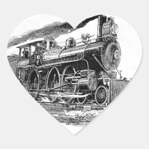 Old Steam Locomotive Heart Sticker