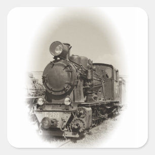 Old steam locomotive square sticker