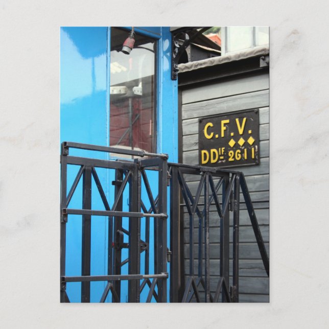 Old Steam Train Le Mastrou Blue Waggon Postcard (Front)