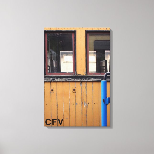 Old Steam Train Le Mastrou Yellow Waggon Canvas Print (Front)