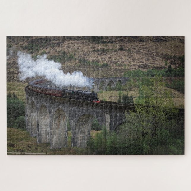 Old steam train on Glenfinnan Viaduct Jigsaw Puzzle (Horizontal)