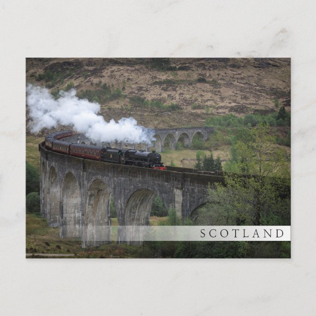 Old steam train on Glenfinnan Viaduct Postcard (Front)