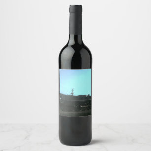 Old steam train wine label