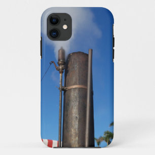 old steam whistle with a white plume of steam iPhone 11 case