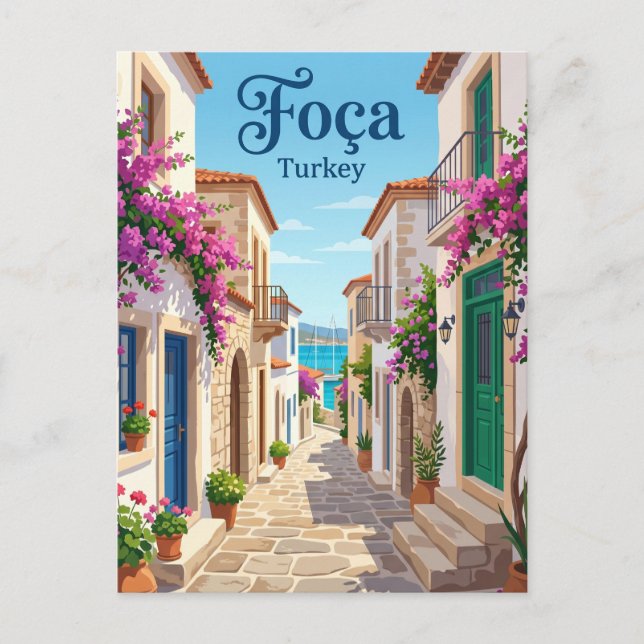 Old Stone Alley, Foça Turkey Postcard (Front)