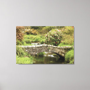 Old Stone Bridge Across A Stream In Dartmoor Park Canvas Print